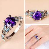 4.3 Carat Personalized Sterling Silver Butterfly Rings for Women Purple Amethyst Bridal round Cut Wedding Engagement Eternity Valentine&