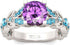 4.3 Carat Personalized Sterling Silver Butterfly Rings for Women Purple Amethyst Bridal round Cut Wedding Engagement Eternity Valentine&