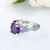 4.3 Carat Personalized Sterling Silver Butterfly Rings for Women Purple Amethyst Bridal round Cut Wedding Engagement Eternity Valentine&