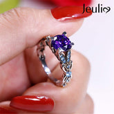 4.3 Carat Personalized Sterling Silver Butterfly Rings for Women Purple Amethyst Bridal round Cut Wedding Engagement Eternity Valentine&